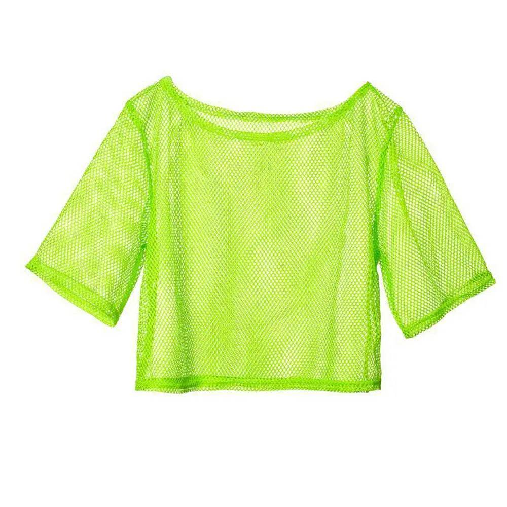 1980s Top Fishnet Women T-shirt 80s Costumes Cosplay Party Carnival - Ecosfun