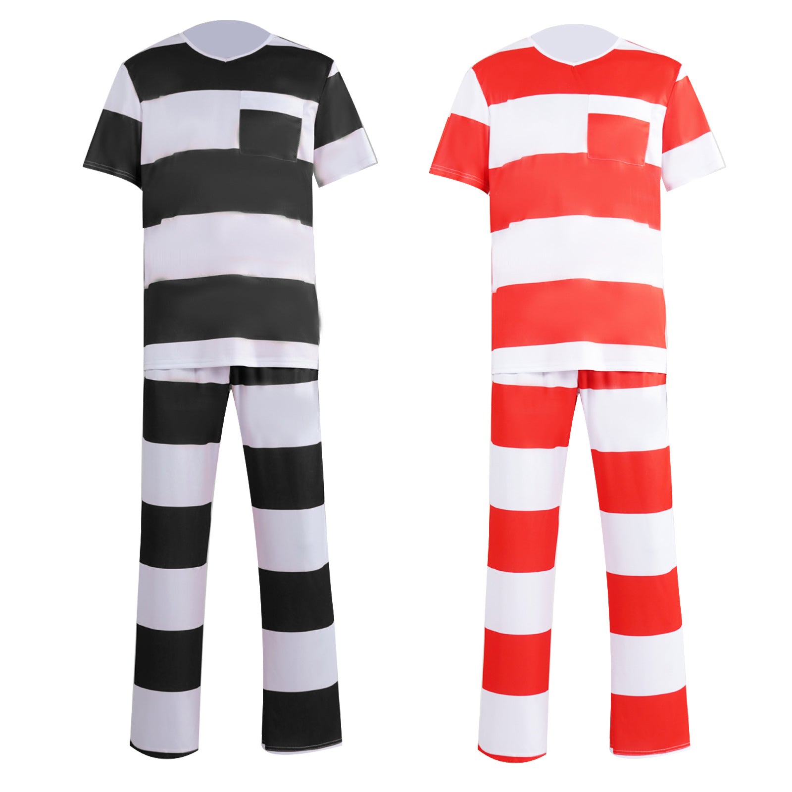 Disfraz de adulto para juego de rol de prisionero con uniforme a rayas de prisión de Halloween