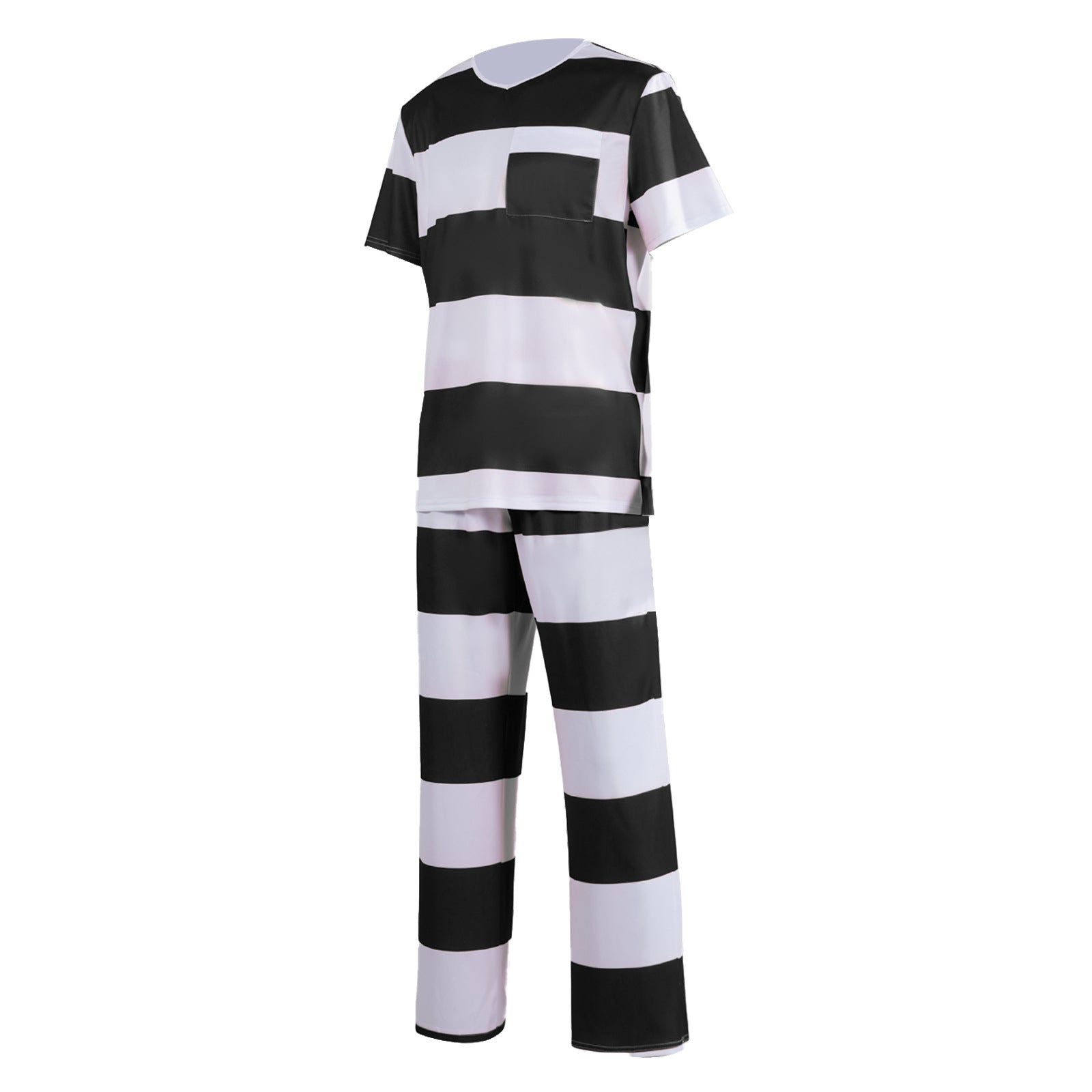 Disfraz de adulto para juego de rol de prisionero con uniforme a rayas de prisión de Halloween