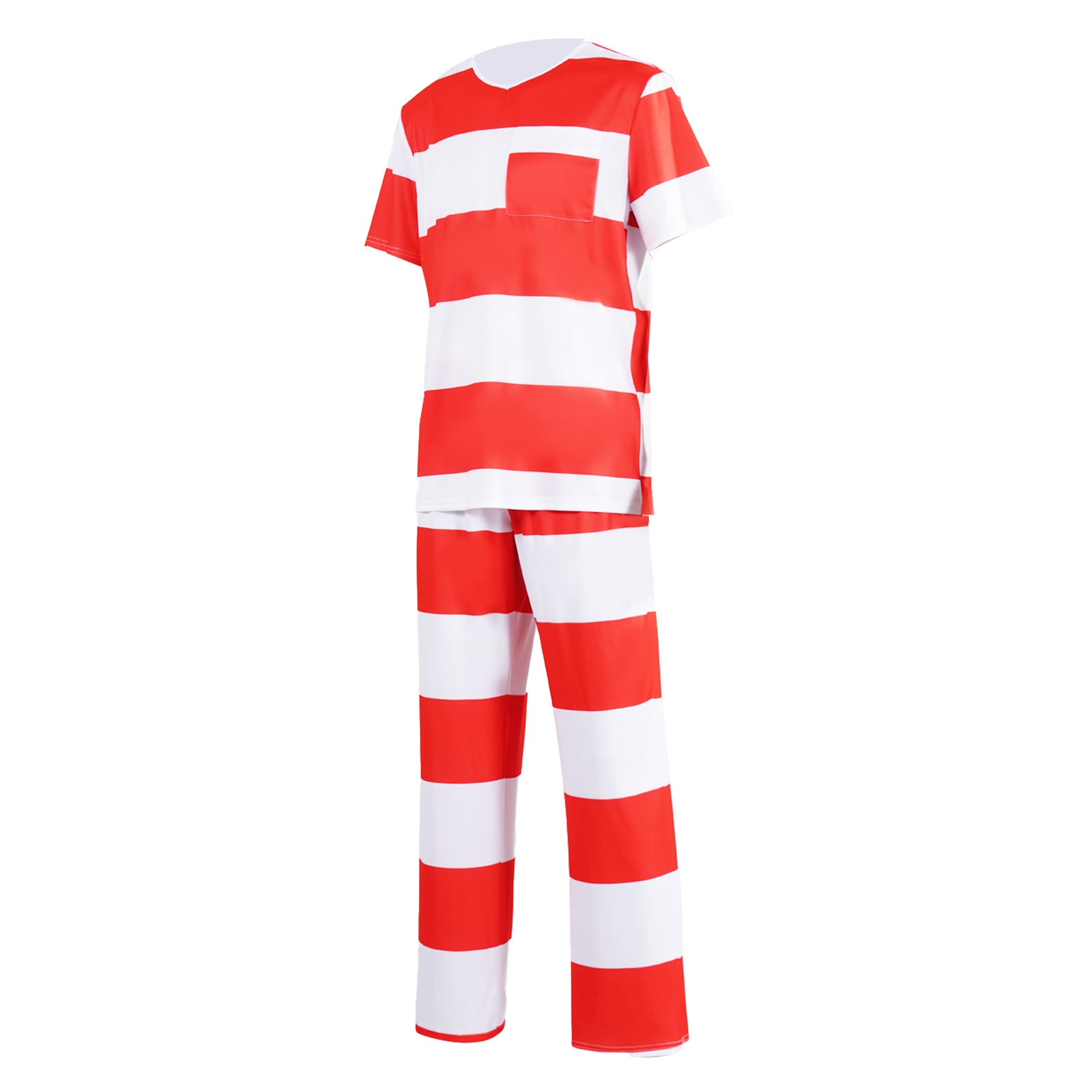 Disfraz de adulto para juego de rol de prisionero con uniforme a rayas de prisión de Halloween