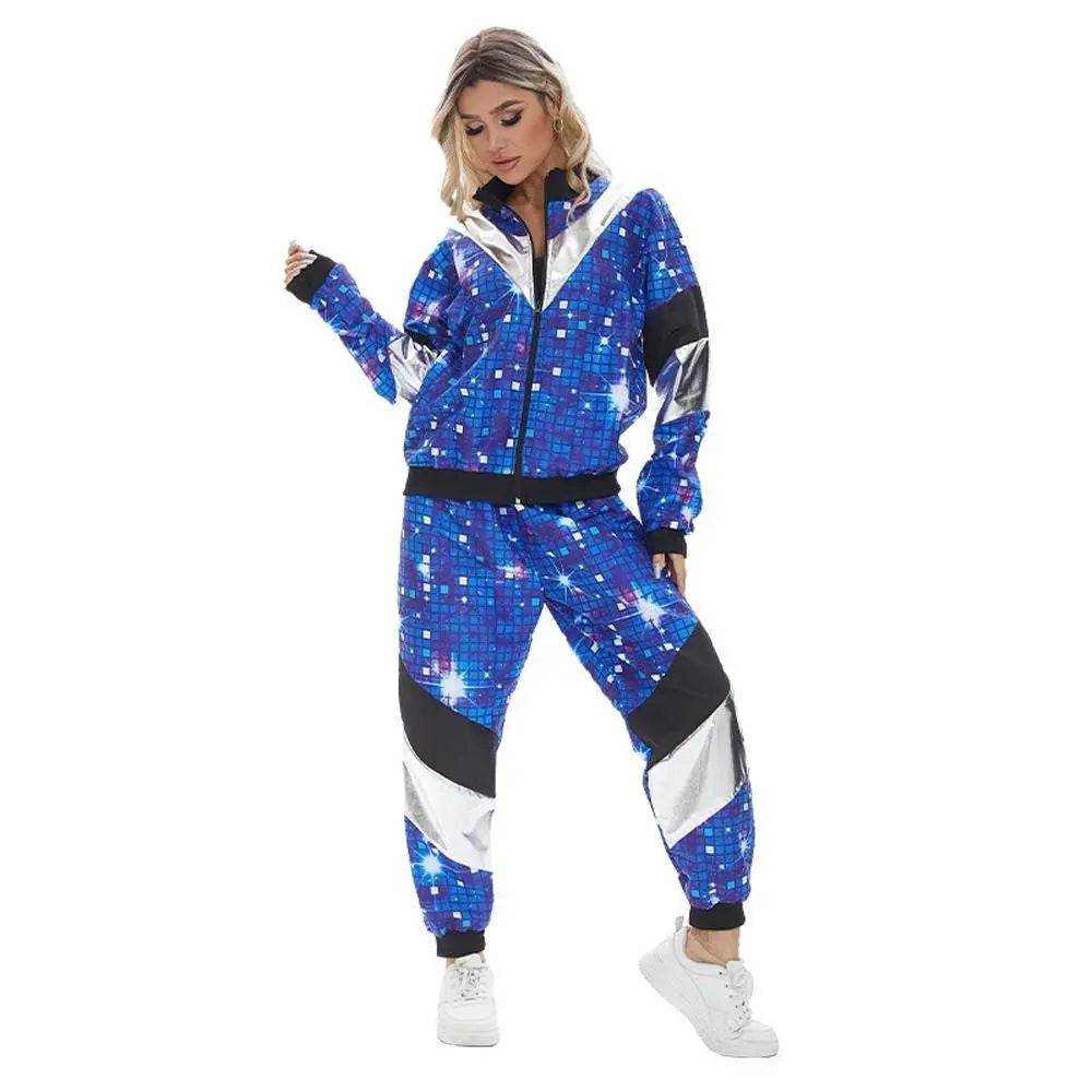 80s Retro Disco Hip Hop Fancy Dress Adult Costume Outfits Carnival Suit - Ecosfun