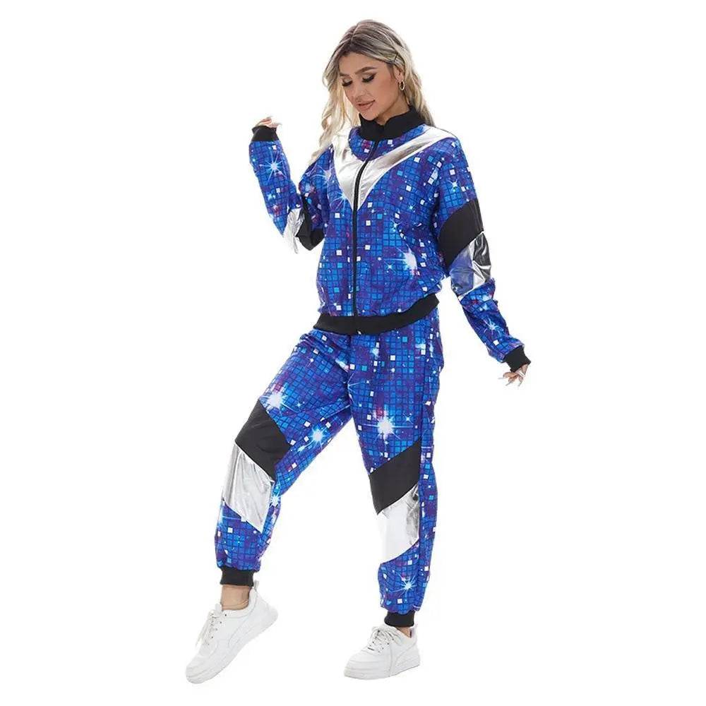 80s Retro Disco Hip Hop Fancy Dress Adult Costume Outfits Carnival Suit - Ecosfun