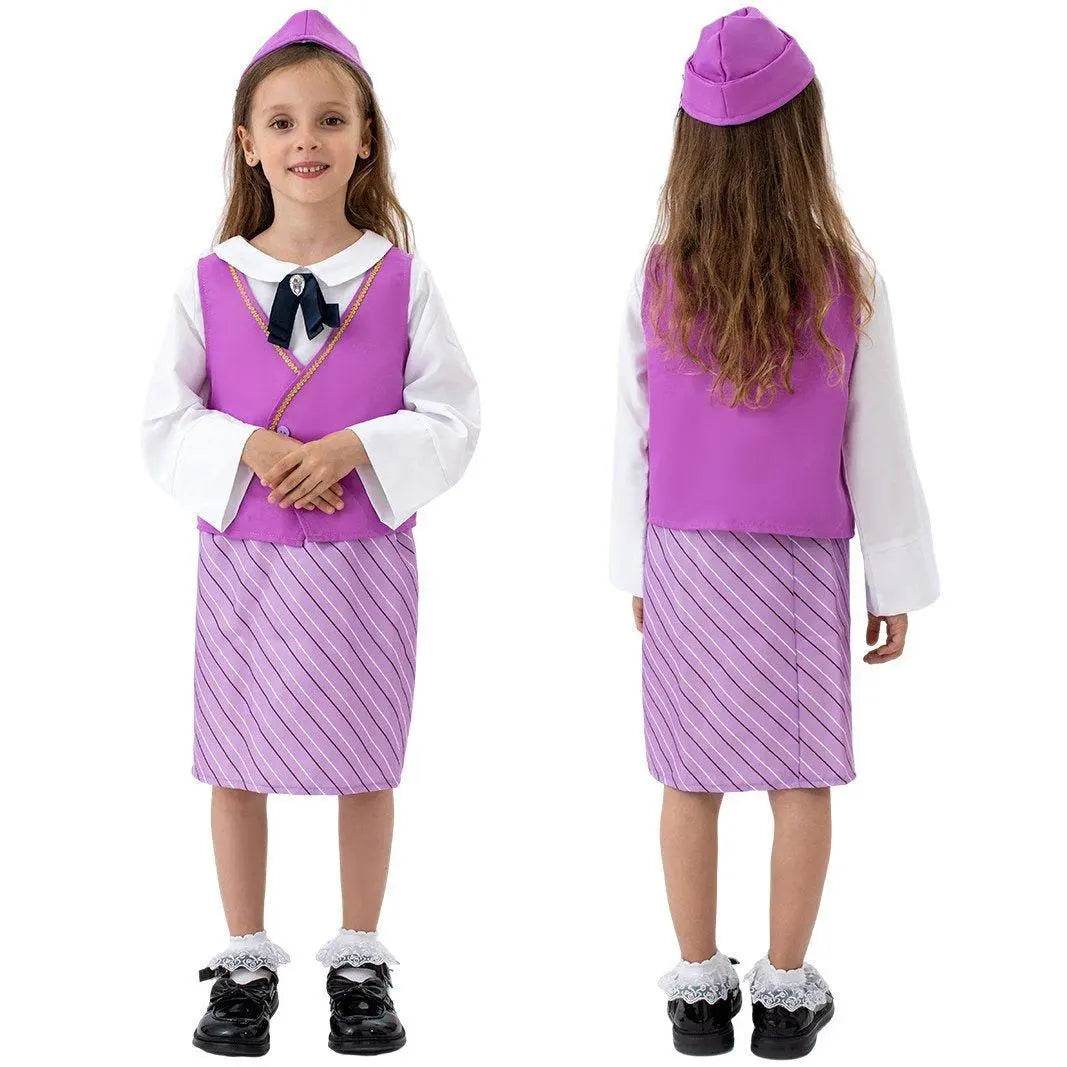 Airline Stewardess Cosplay Costume Flight Attendant Costume For Kids - Ecosfun