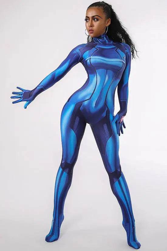 Metroid Samus Zero Cosplay Outfits Halloween Costume Zentai Bodysuit - Ecosfun