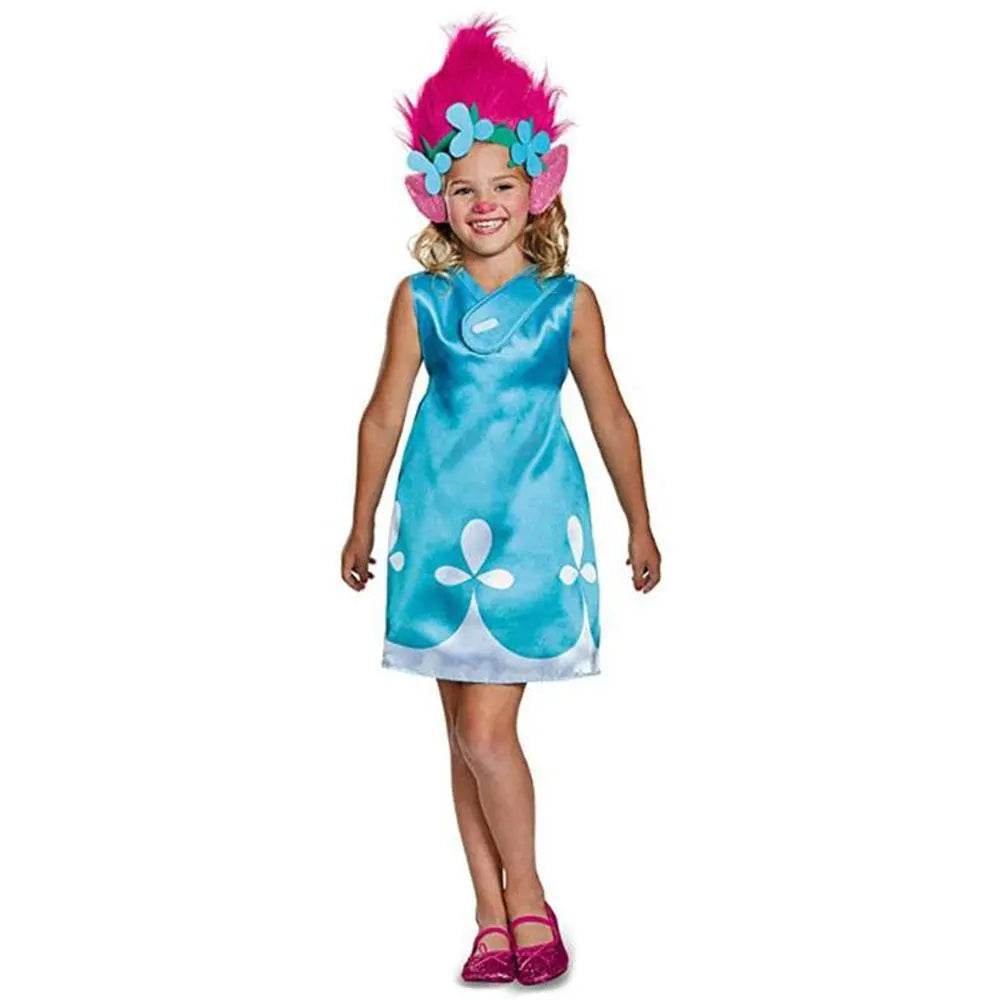 Trolls World Tour Boy's Branch Girl Poppy Costume Cosplay Halloween Fancy Dress Kids - Ecosfun