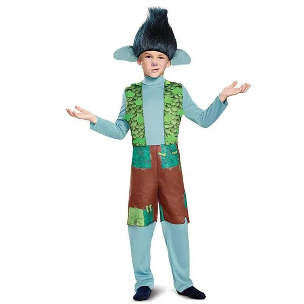 Trolls World Tour Boy's Branch Girl Poppy Costume Cosplay Halloween Fancy Dress Kids - Ecosfun