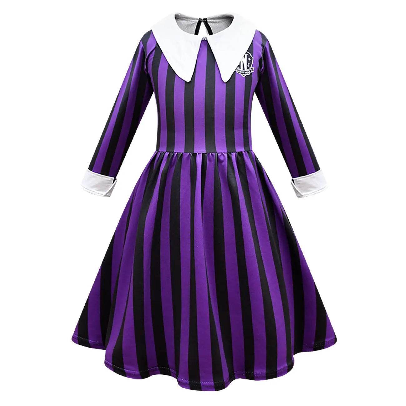 Wednesday Costume The Addams Family Cosplay Striped Dress For Kids - Ecosfun