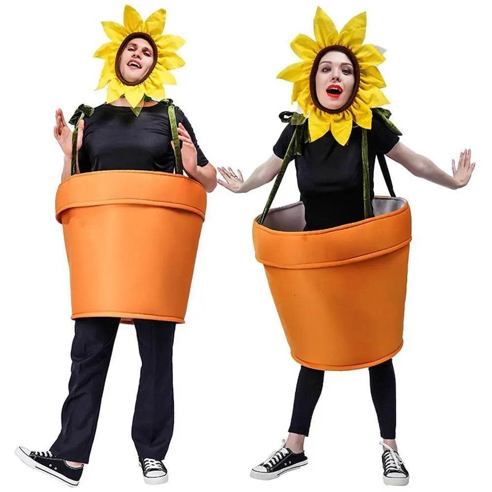 funny sun flower potted plant Festival Performance Stage Cosplay Costume for Adult - Ecosfun
