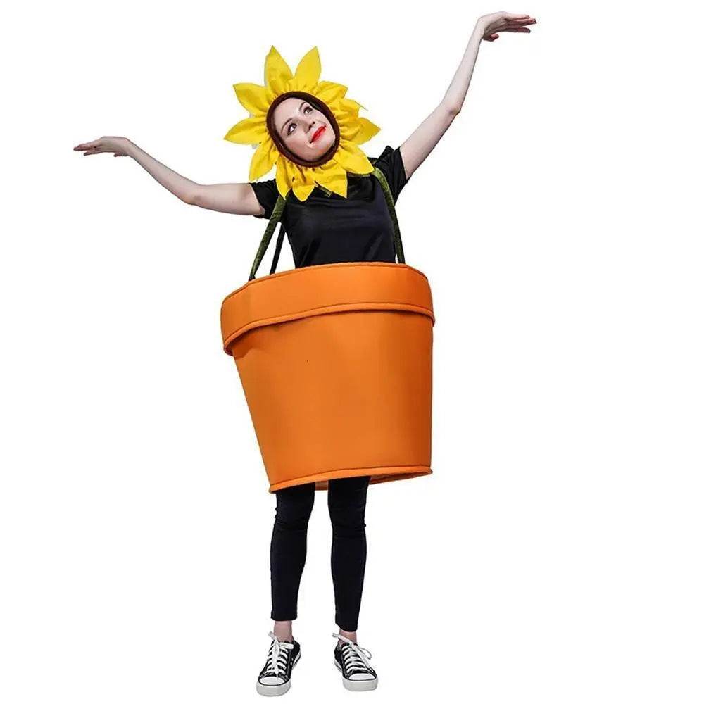 funny sun flower potted plant Festival Performance Stage Cosplay Costume for Adult - Ecosfun