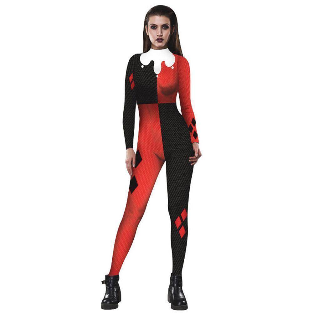 Women Adult Halloween Digital Printed Clown Costume Jumpsuit - Ecosfun