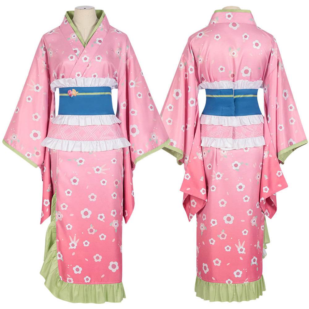 Kanroji Mitsuri Cosplay Costume Women Pink Kimono Party Carnival - Ecosfun