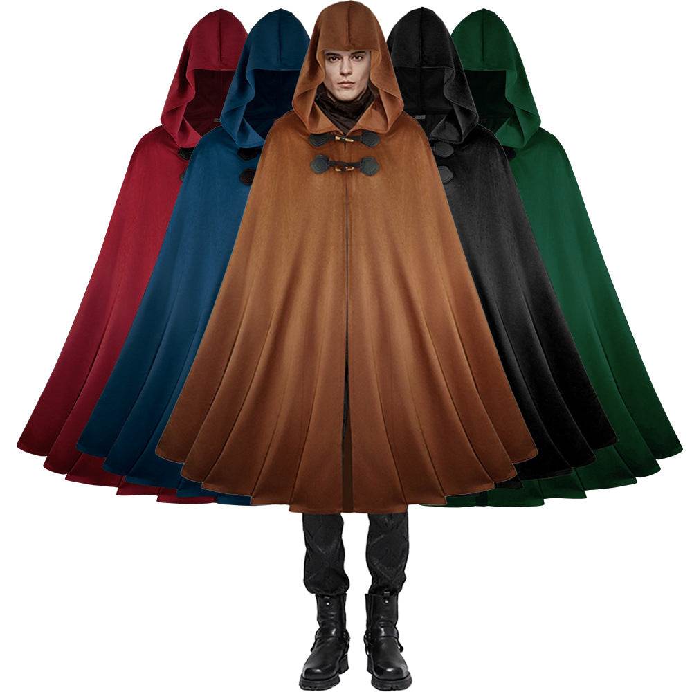 Medieval Suede Cape Halloween Retro Cloak Battle Warrior Role Play Cosplay Costume - Ecosfun