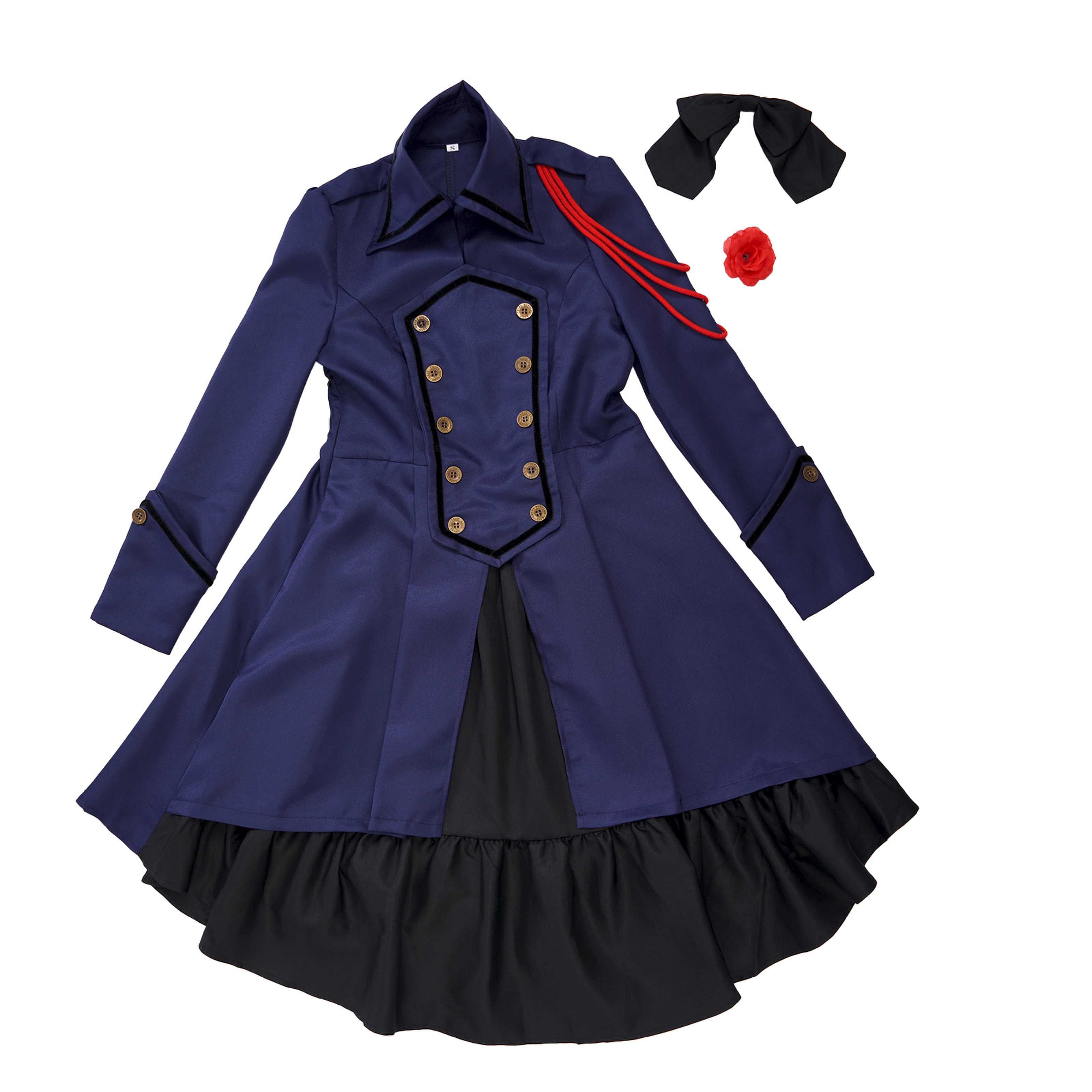Vestido gótico medieval y renacentista cos Retro falda de cosplay punk con lazo y volantes