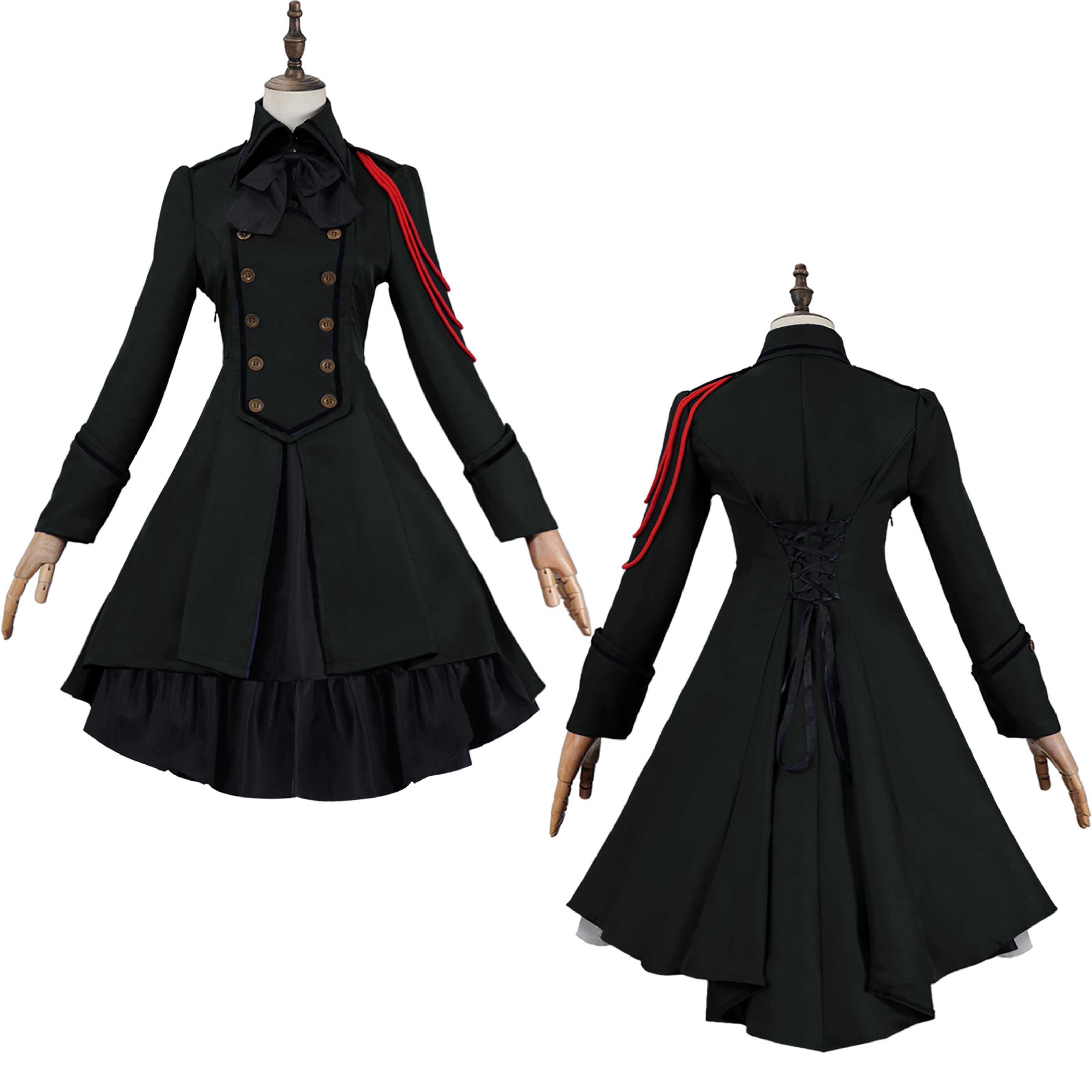 Vestido gótico medieval y renacentista cos Retro falda de cosplay punk con lazo y volantes