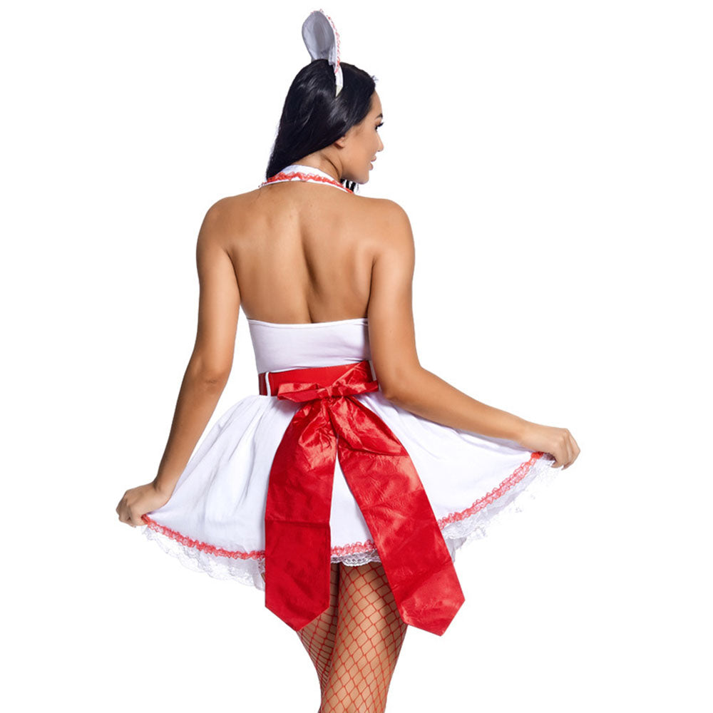 Backless Low Cut Nurse Role Play Costume For Women