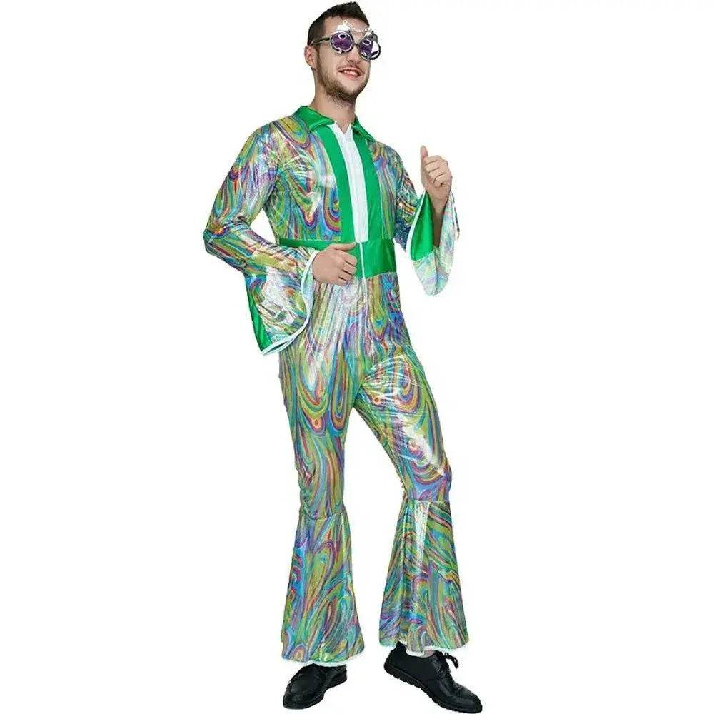 Disco Men Adult 70s Flare Sleeve Funny Halloween Costume Fancy Dress - Ecosfun