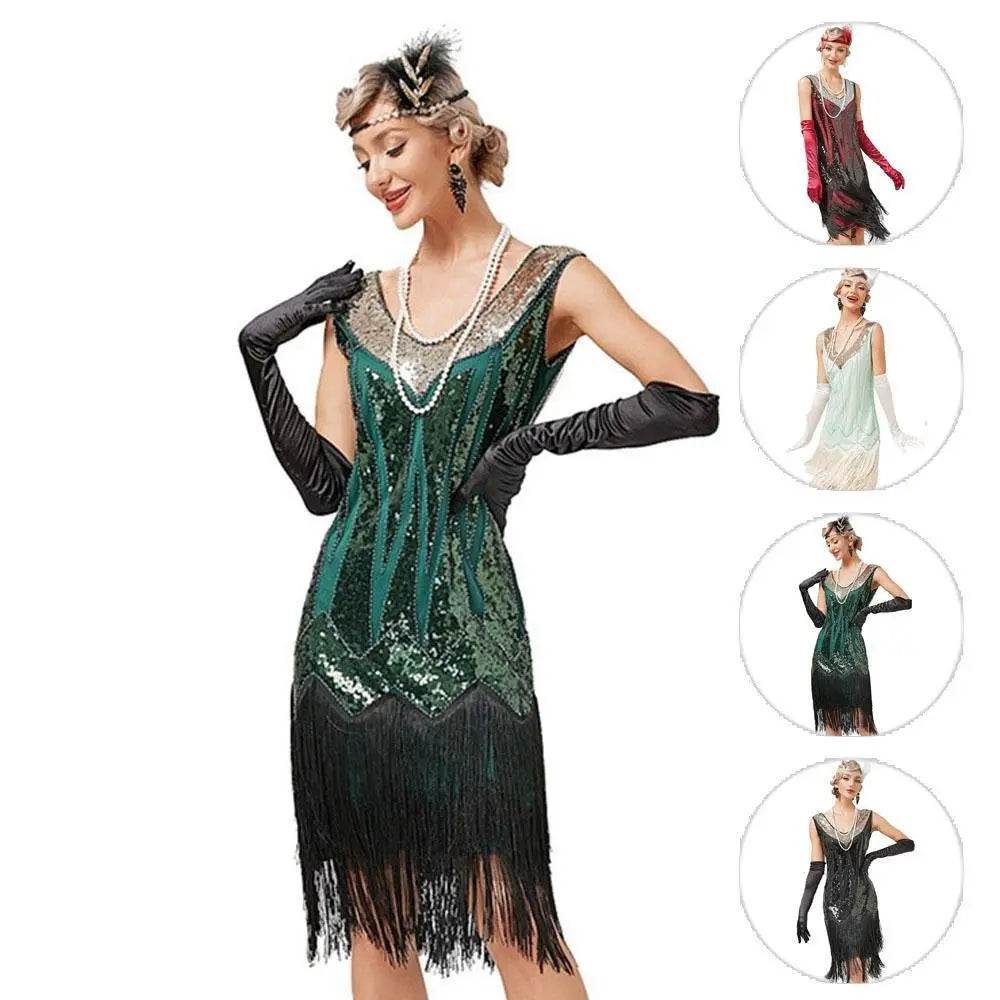 Gatsby 1920s Party Fringe Flapper Dress Retro Costume - Ecosfun