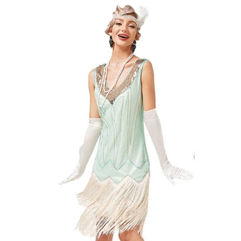 Gatsby 1920s Party Fringe Flapper Dress Retro Costume - Ecosfun