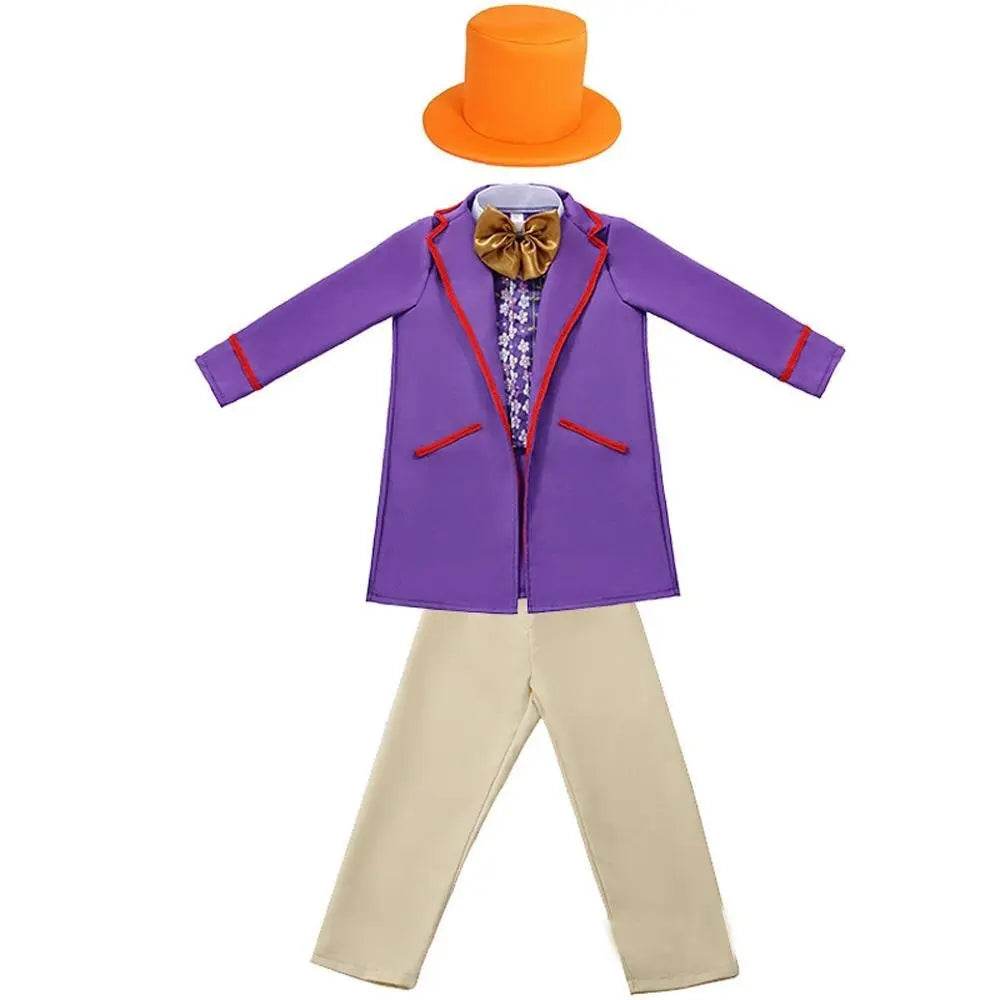 Kids Willy Wonka Charlie and the Chocolate Factory Johnny Depp Cosplay Suit Costume Set - Ecosfun