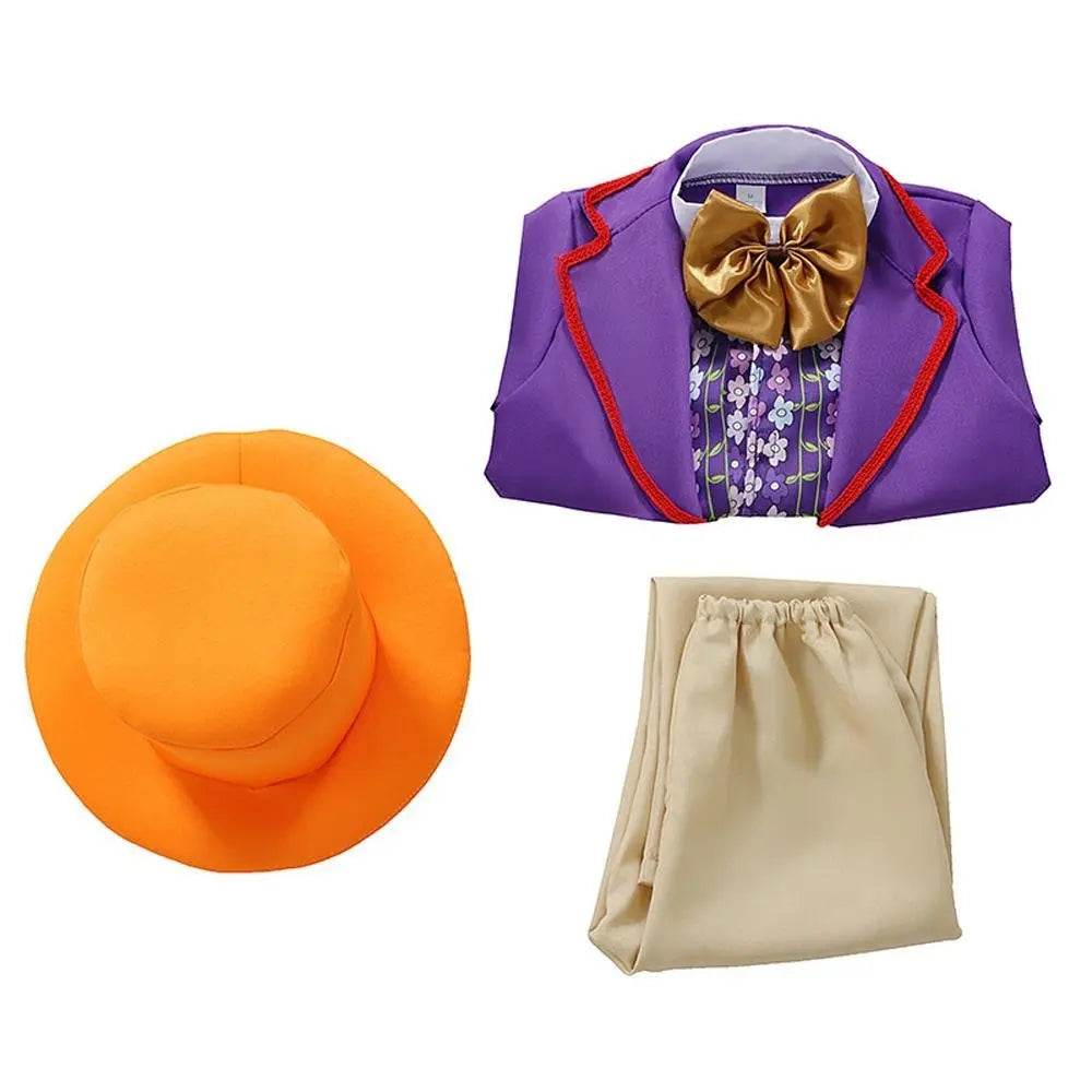 Kids Willy Wonka Charlie and the Chocolate Factory Johnny Depp Cosplay Suit Costume Set - Ecosfun