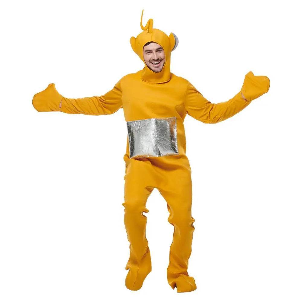 Teletubbies Pajamas Tinky Winky Dipsy Po Laa-Laa Coral Fleece Pajamas Onesies for Adults - Ecosfun