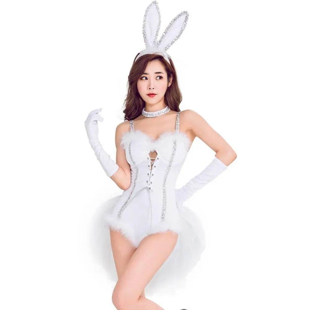 White Rabbit Costumes Bunny girl stage Halloween Cosplay for Adult - Ecosfun