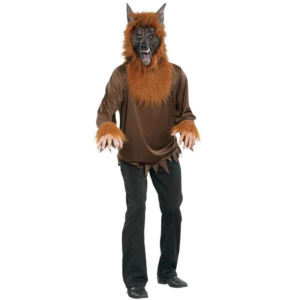 Wolf Men with mask costume suit brown werewolf Cosplay Halloween Costumes for adult - Ecosfun