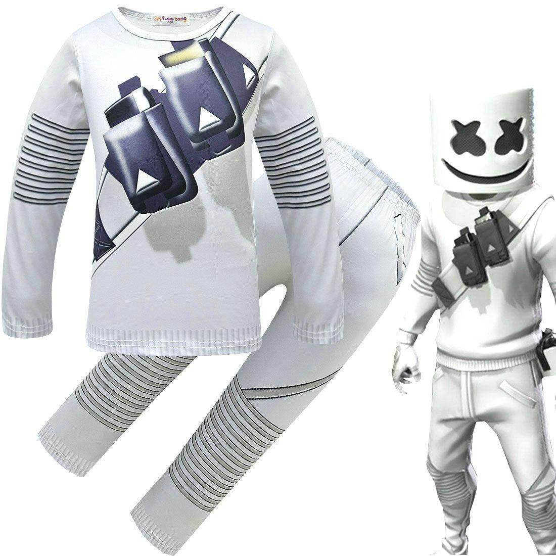 DJ Marshmello Chris Comstock Costume Top Pants Mask for Kid - Ecosfun