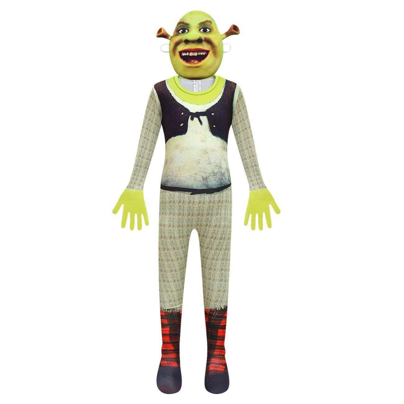 Shrek Costume Cosplay Jumpsuit with Mask Bag for Kids Halloween - Ecosfun