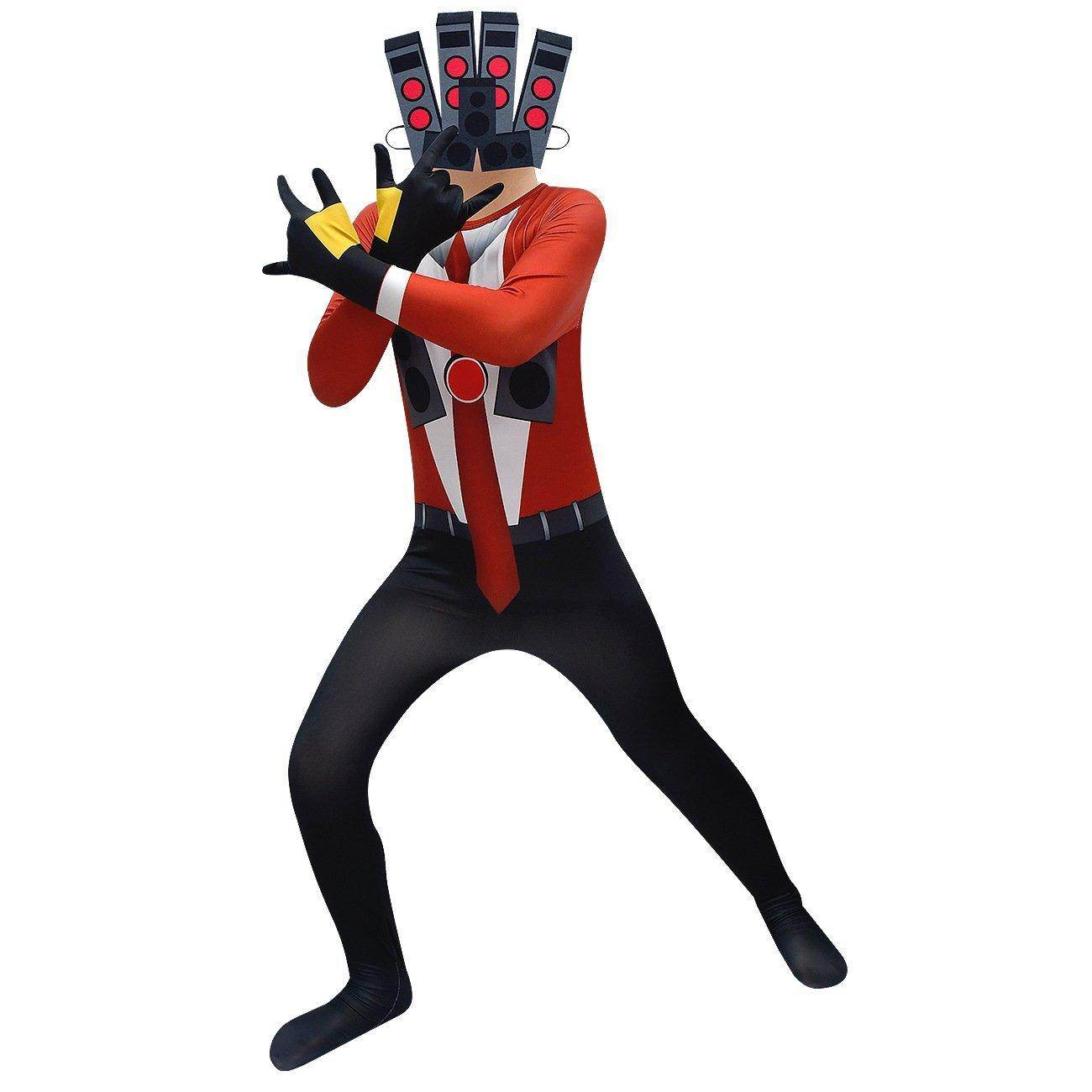 Skibidi Toilet Outfits Orange Jumpsuit Mask Titan Tv man Cosplay Costume For Kids - Ecosfun